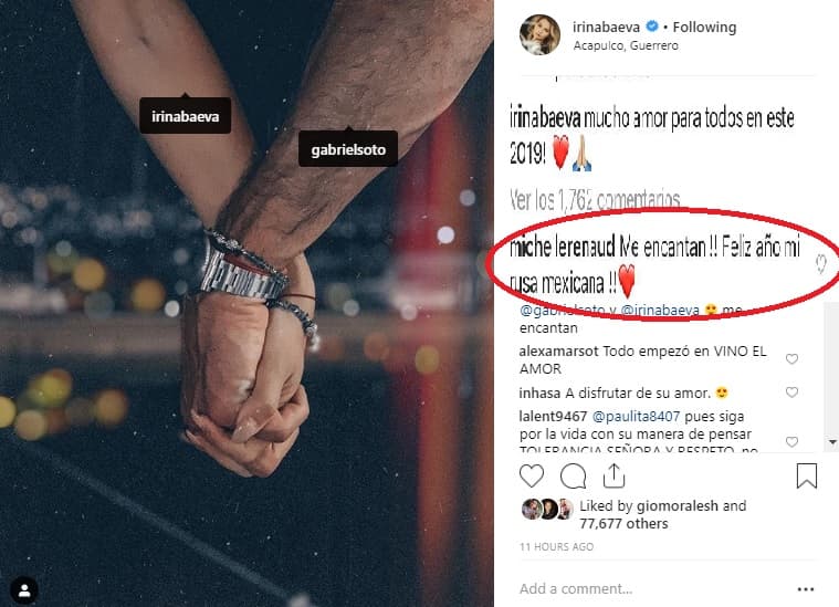 Algunos amigos de la pareja como la actriz Michelle Renaud celebró que ya no escondan su relación: "¡Me encantan!, feliz año mi rusa mexicana", escribió en la publicación de Irina Baeva.