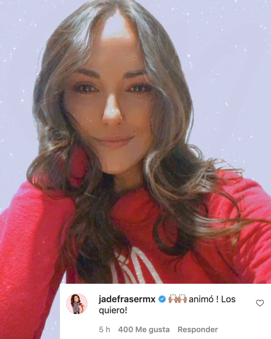 La actriz y cantante Jade Fraser colocó un comentario en cada una de las publicaciones. A Michelle le escribió: "¡Los quiero mucho a los dos! Abrazos"; a Danilo: "¡Ánimo! ¡Los quiero!".