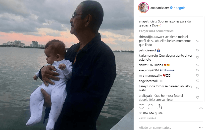 Desde inicio de esta semana, Ana Patricia ya había mostrado su alegría por tener a su papá de visita con esta publicación del pequeño Gael y su abuelo Juan Francisco Gámez, acompañada del tierno mensaje "Sobran razones para dar gracias a Dios".