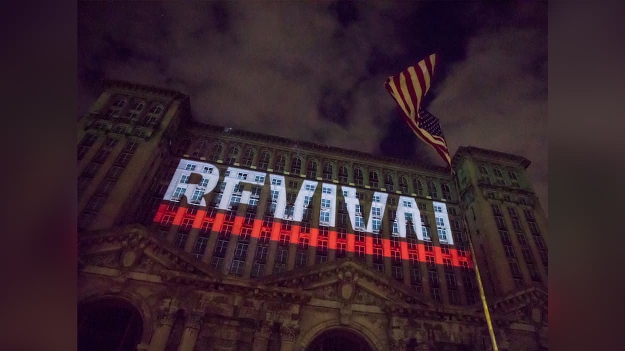 Eminem debuts 'Revival' album cover over Detroit skyline