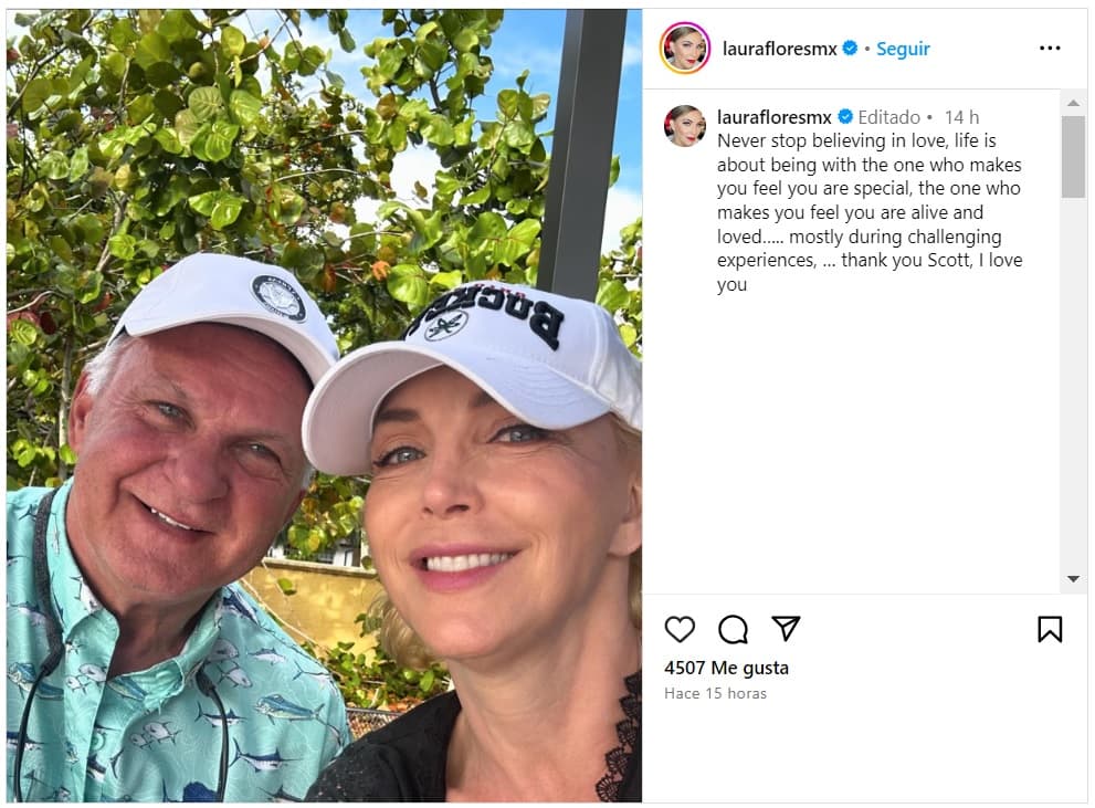 Laura Flores y su novio, Scott.