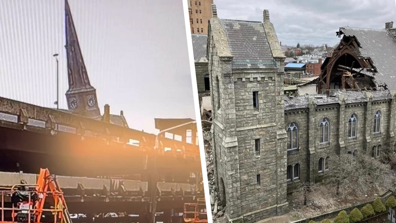 Colapsa iglesia en pueblo de Connecticut; mujer alcanza a escapar y salir ilesa