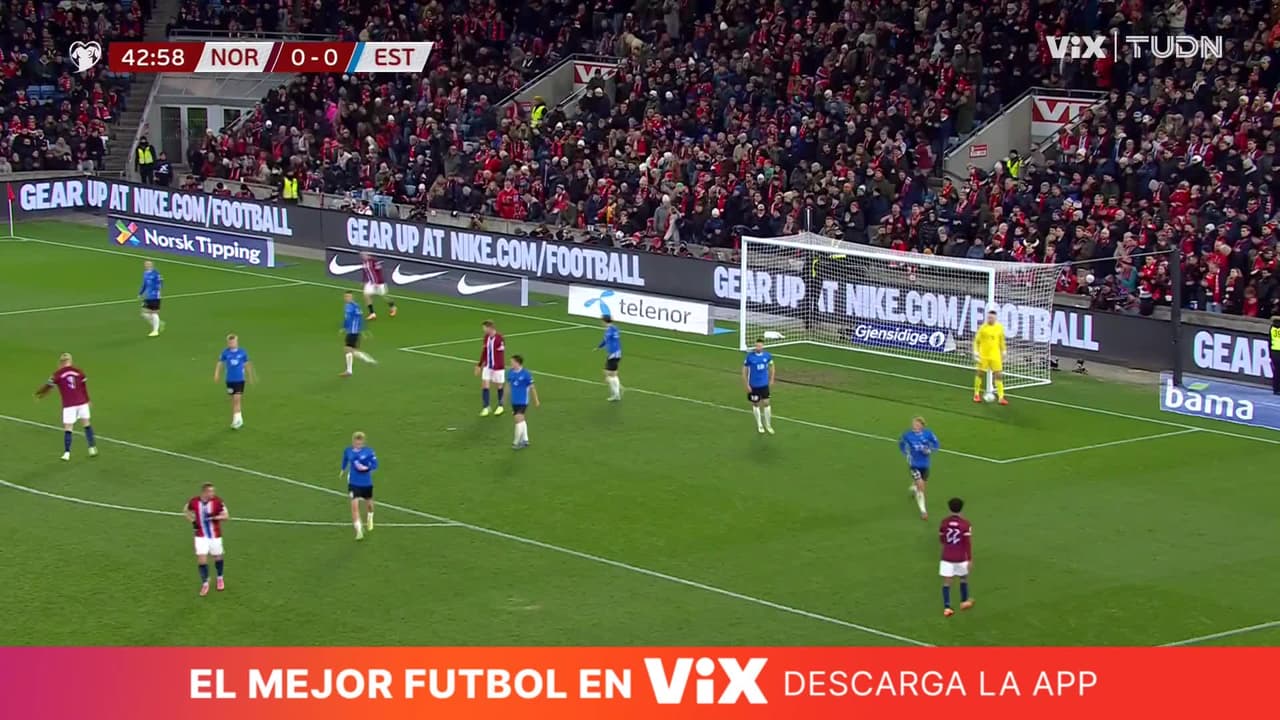 Hasta el 43' Halaand tuvo su primera jugada de peligro