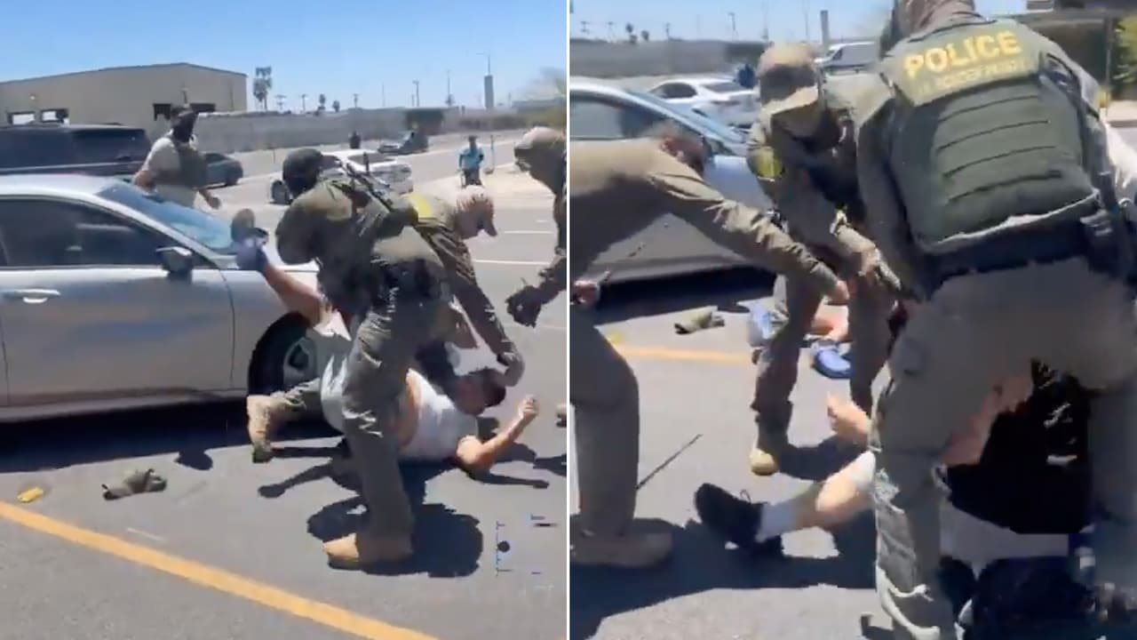 Captan en video a agentes federales golpeando con un bastón a un hombre en Santa Ana