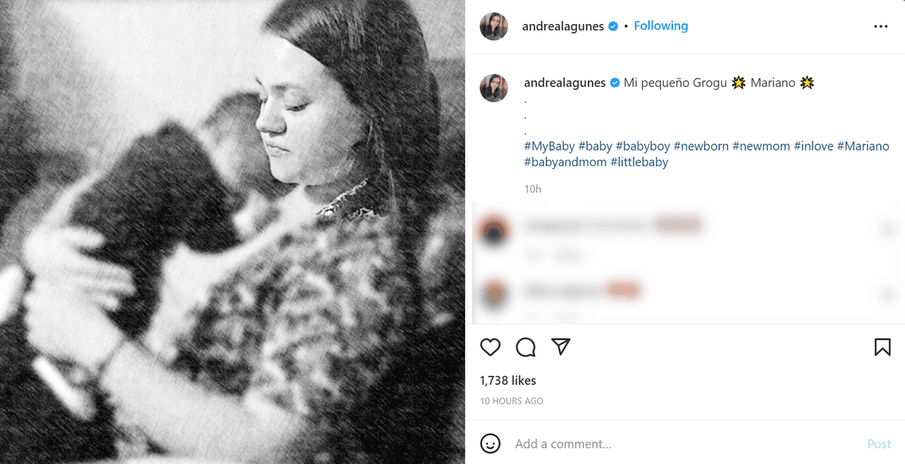 Andrea Lagunes anunció que su hijo Mariano nació.