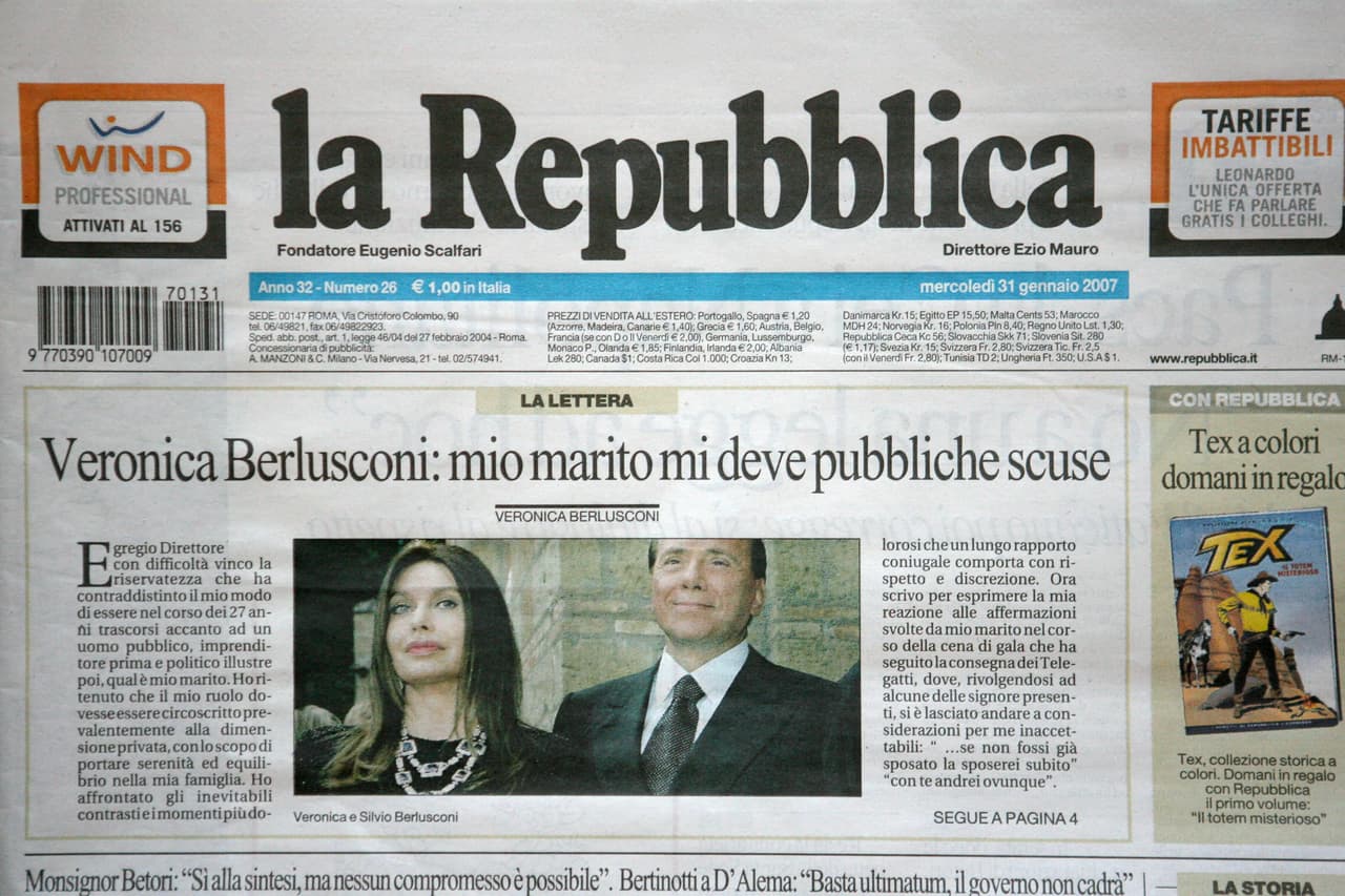 Sin embargo, no todas se aguantan el show y la que mejor se sacudió fue Veronica Lario. Al conocer las infidelidades de su esposo, Silvio Berlusconi, le envió una carta a varios periódicos italianos atacando a 
<i>Il Cavaliere y </i>pidiendo que frenaran el carnaval mediático: "en estas semanas he asistido en silencio, sin reaccionar mediáticamente, al brutal desprestigio de mi persona, de mi dignidad y de mi historia conyugal".