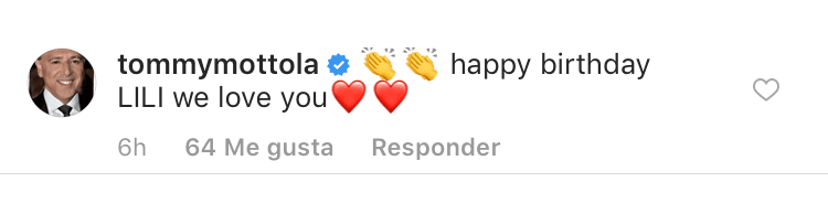 Mientras que Tommy Mottola, esposo de 
<b><a href="https://www.univision.com/temas/thalia" target="_blank">Thalía</a></b>, también le expresó su cariño a la conductora.