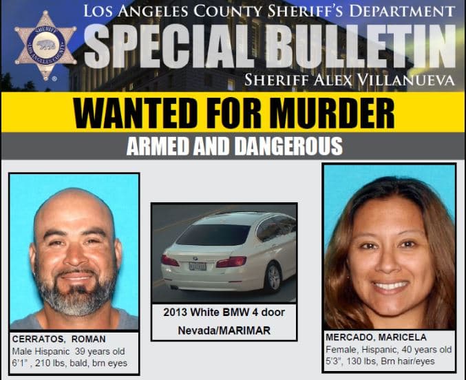 La menor fu vista por última ves con esta pareja, y según las autoridades estan armados y son considerados peligrosos. Si los vé reportelos, no los confronte. 
<br>
<br>El número de contacto: (323) 890-5500. Para reportes anónimos puede llamar a "Crime Stoppers" marcando (800) 222-TIPS (8477) o usando El sitio web Http://lacrimestoppers.org
<br>