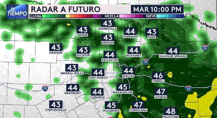 Algunas tormentas aisladas seguirán en el Metroplex de Dallas - Fort Worth hasta las 10:00 pm.