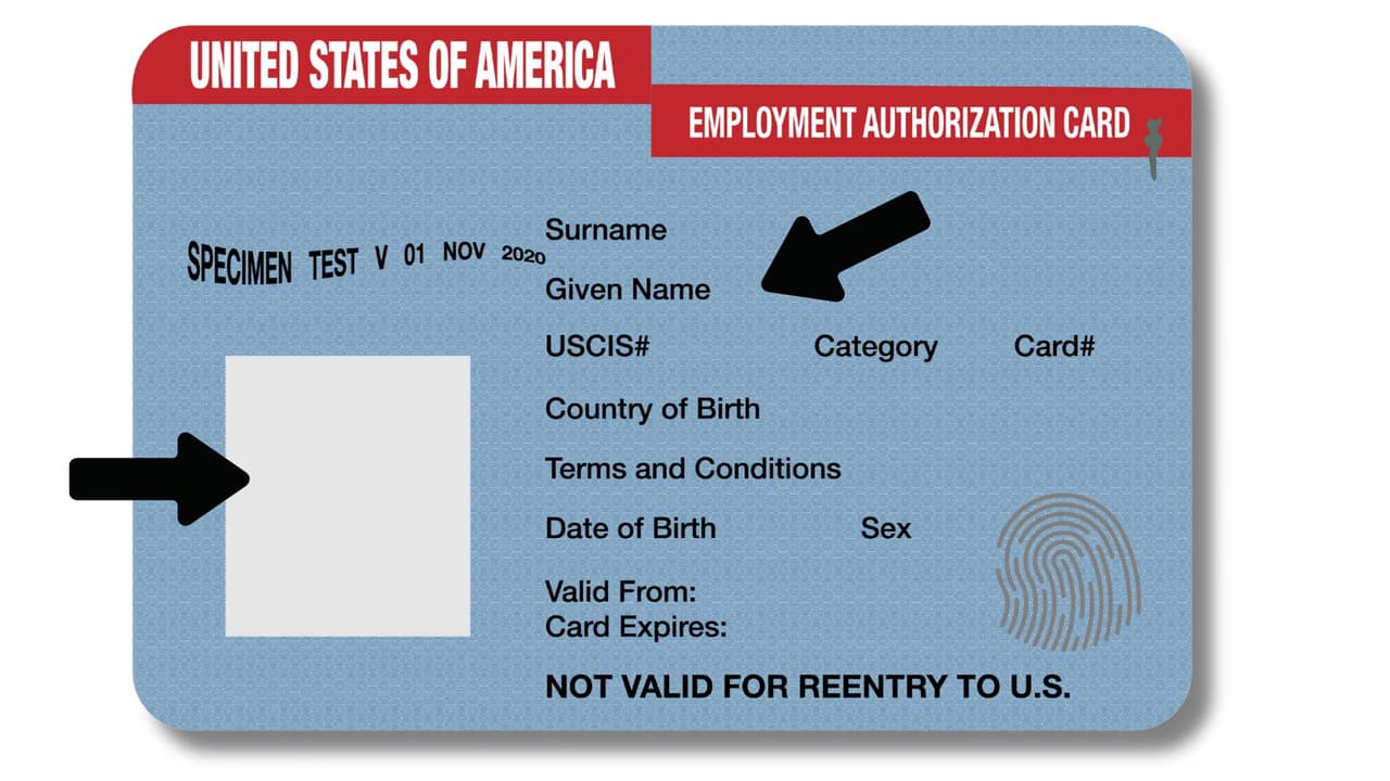 <h3 class="cms-H3-H3">El Permiso de Trabajo (EAD) </h3>
<br>El EAD es 
<b>el documento que prueba que puedes trabajar legalmente en Estados Unidos.</b> Aunque algunos estatus no lo requieren (como residentes permanentes o ciertos cónyuges de visas E y L), para muchos inmigrantes es fundamental. 
<br>
<b>Frente del EAD </b>
<br>
<b>Fotografía y nombre:</b> Verificación visual inmediata. 
<br>
<b>Número de USCIS (A-Number)</b> Igual que en la green card: tu número de registro de extranjero.