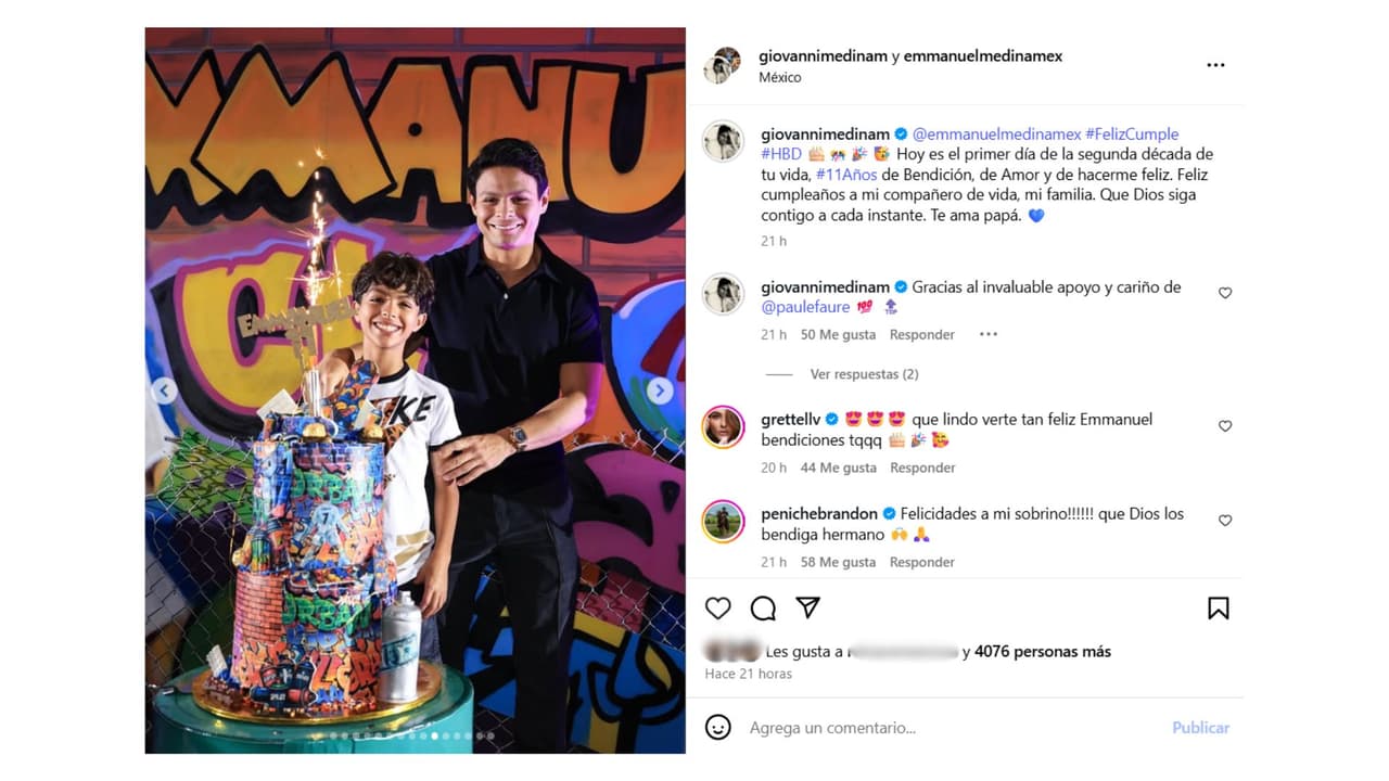 Así felicitó Giovanni Medina a su hijo por su cumpleaños número 11.