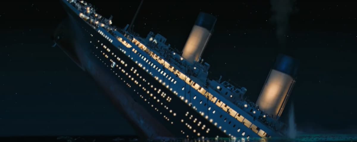 Se usó esta técnica en dos ocasiones: cuando el barco inició su viaje y cuando comenzó a hundirse en el final de la cinta.