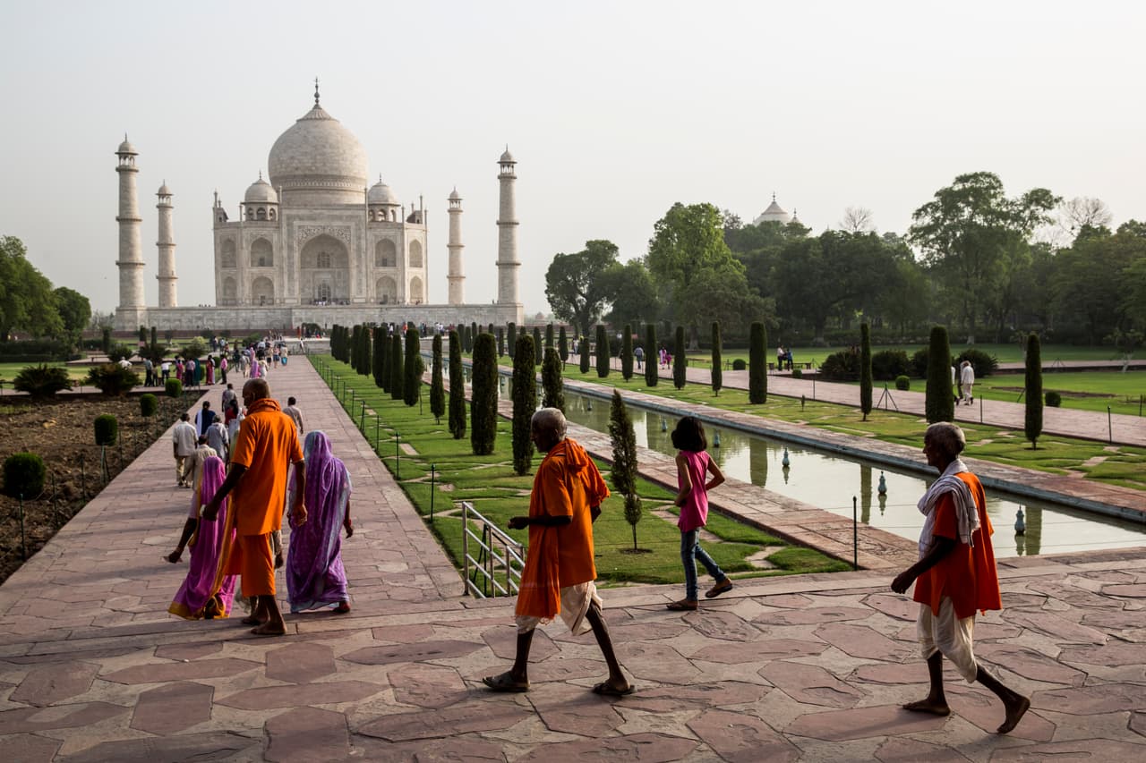 Taj Mahal, India. Es considerado el más bello ejemplo de la arquitectura del Imperio Mogol, con su estilo distintivo de construcción islámica, persa, hindú e incluso turca.