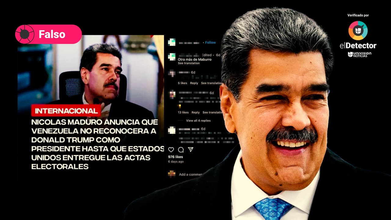 Es falso que Nicolás Maduro haya afirmado que no reconocerá la victoria de Trump hasta que EEUU “entregue las actas electorales”