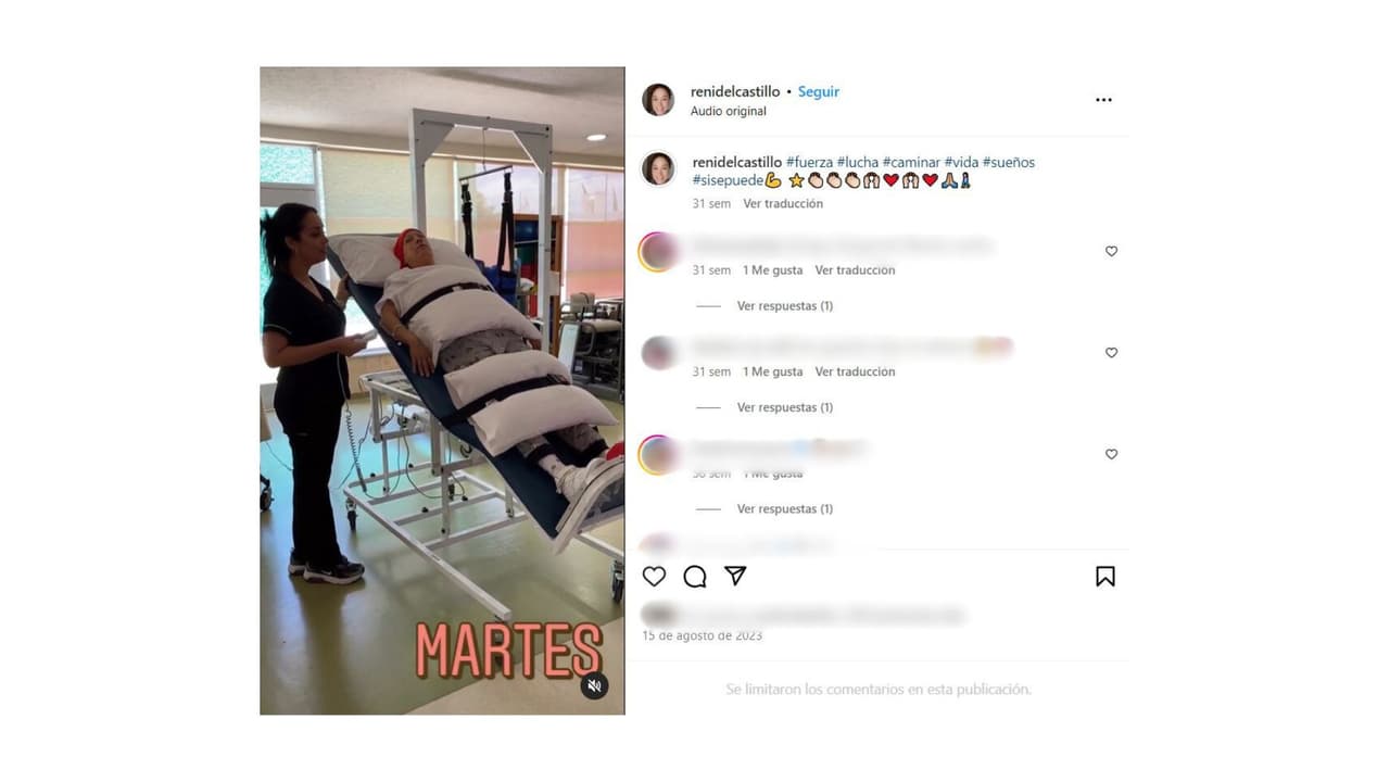 Renata del Castillo en su terapia de recuperación.