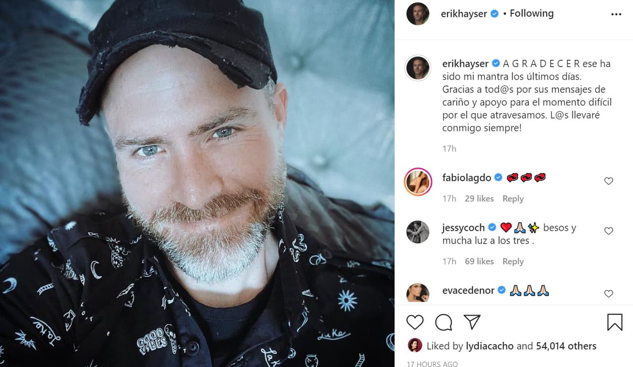 Casi al mismo tiempo, su prometido, el actor Erik Hayser, agradeció desde su perfil el apoyo que recibieron mientras ella estuvo hospitalizada. 
<br>
