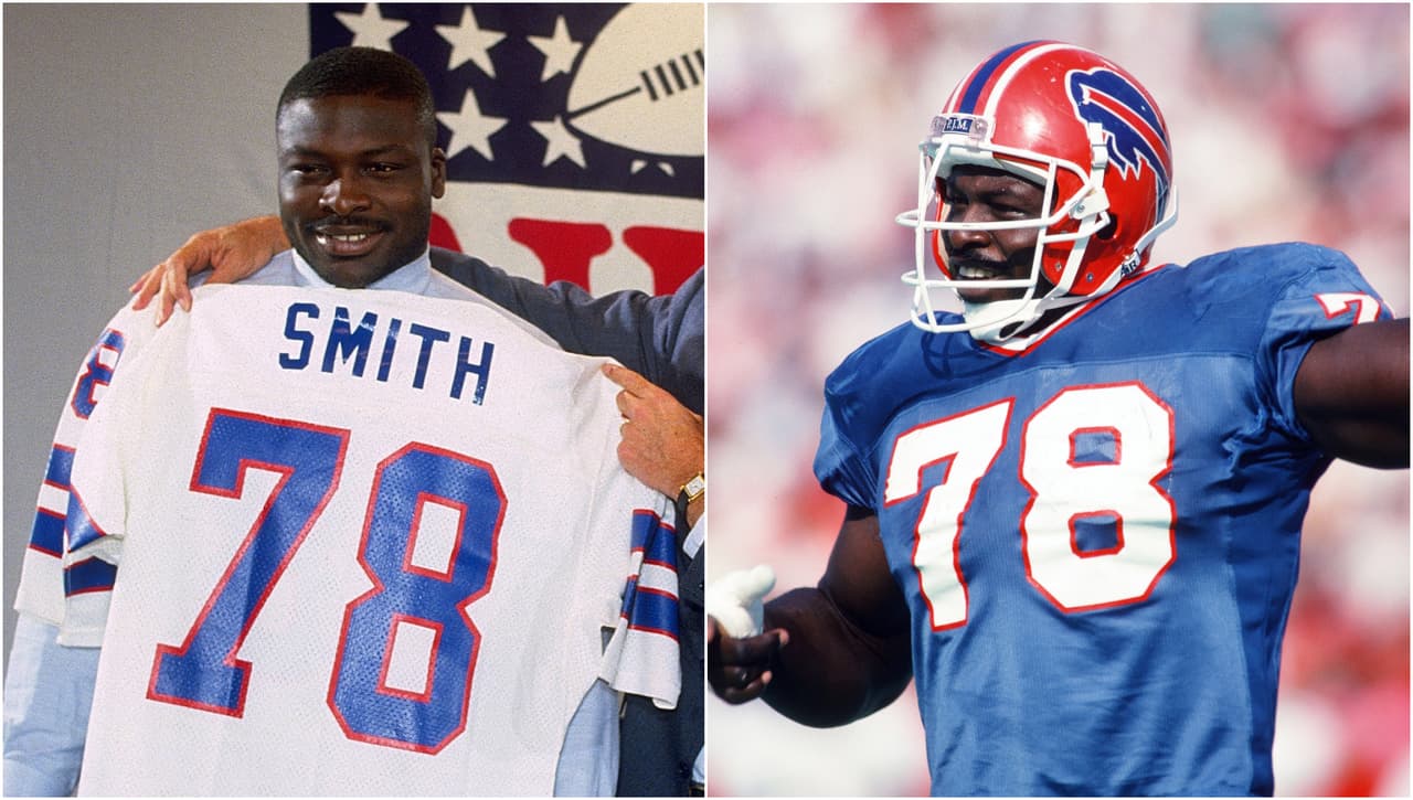 <b>#2 BRUCE SMITH</b> | DE, Buffalo Bills – 1985
<br>El rey de capturas de la NFL merece esta distinción, especialmente porque durante 15 temporadas jugó a nivel de Salón de la Fama. Difícil de creer, pero la gente cuestionó la decisión de los Bills en 1985. Los 200 sacks de Smith están fuera de toda duda, al igual que sus ocho selecciones al primer equipo All-Pro y 11 Pro Bowls. Fue Jugador Defensivo del Año dos veces y disputó cuatro Super Bowls con Buffalo.