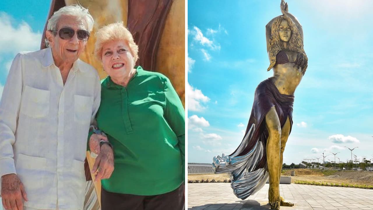 Padres de Shakira reaparecen y develan estatua de su hija tras enfrentar graves problemas de salud