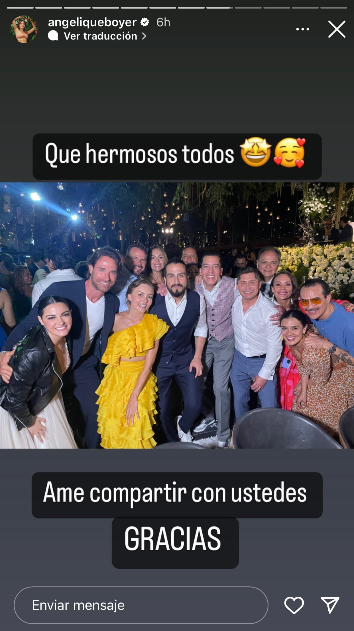 Varios famosos acompañaron a los recién casados: Angelique Boyer, Sebastián Rulli, Omar Chaparro, Zuria y Marimar Vega, entre otras estrellas de la pantalla chica. 
<br>