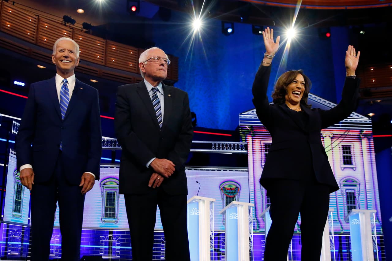 Biden, Sanders y Harris.