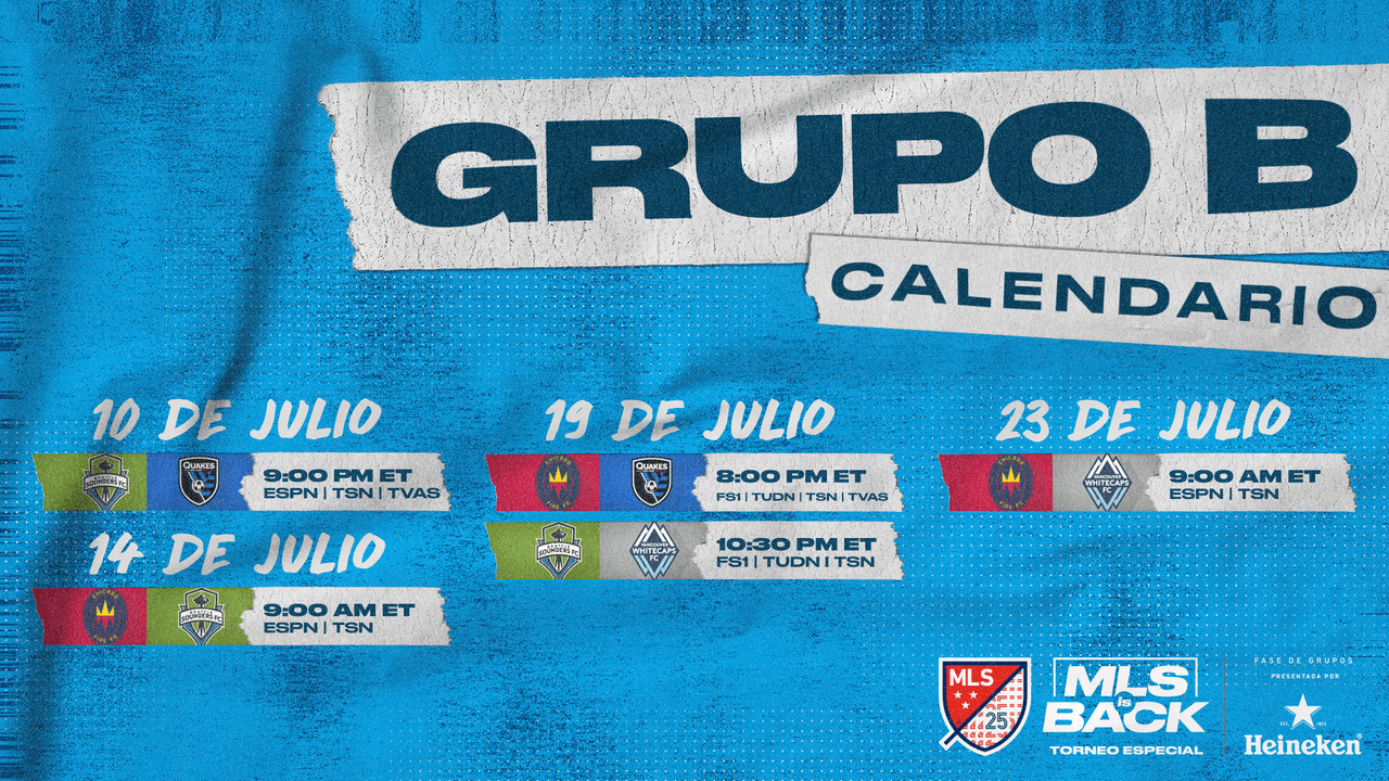 Así serán las jornadas del Grupo B del Torneo Especial 'MLS is Back'.