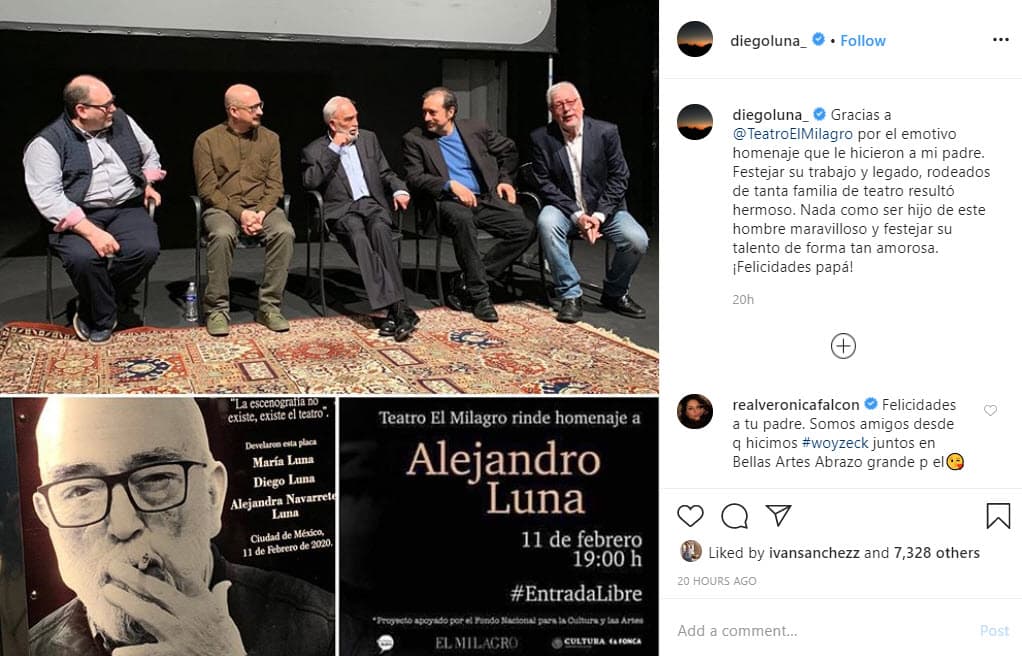 Diego Luna publicó algunas imágenes del homenaje en Instagram, con las que agradeció que reconocieran el trabajo de su progenitor.
<br>