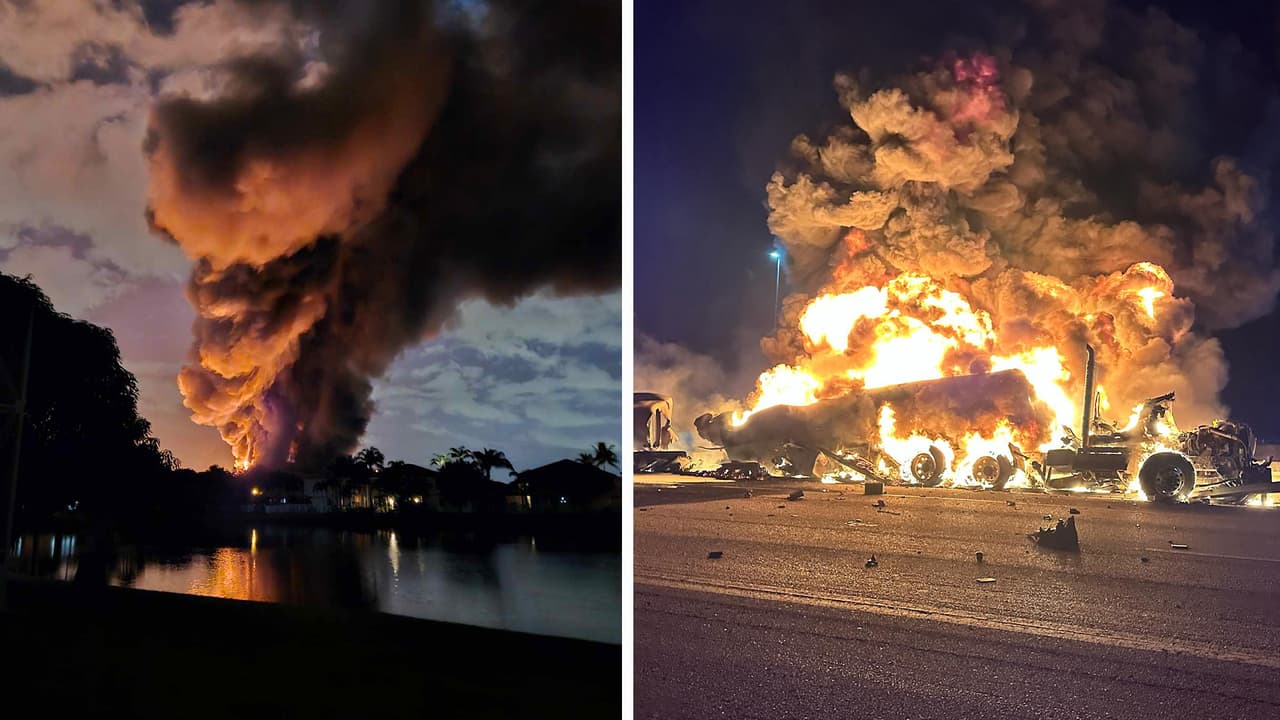 "Sonó como una bomba": camión con 8,500 galones de combustible explota en autopista de Florida