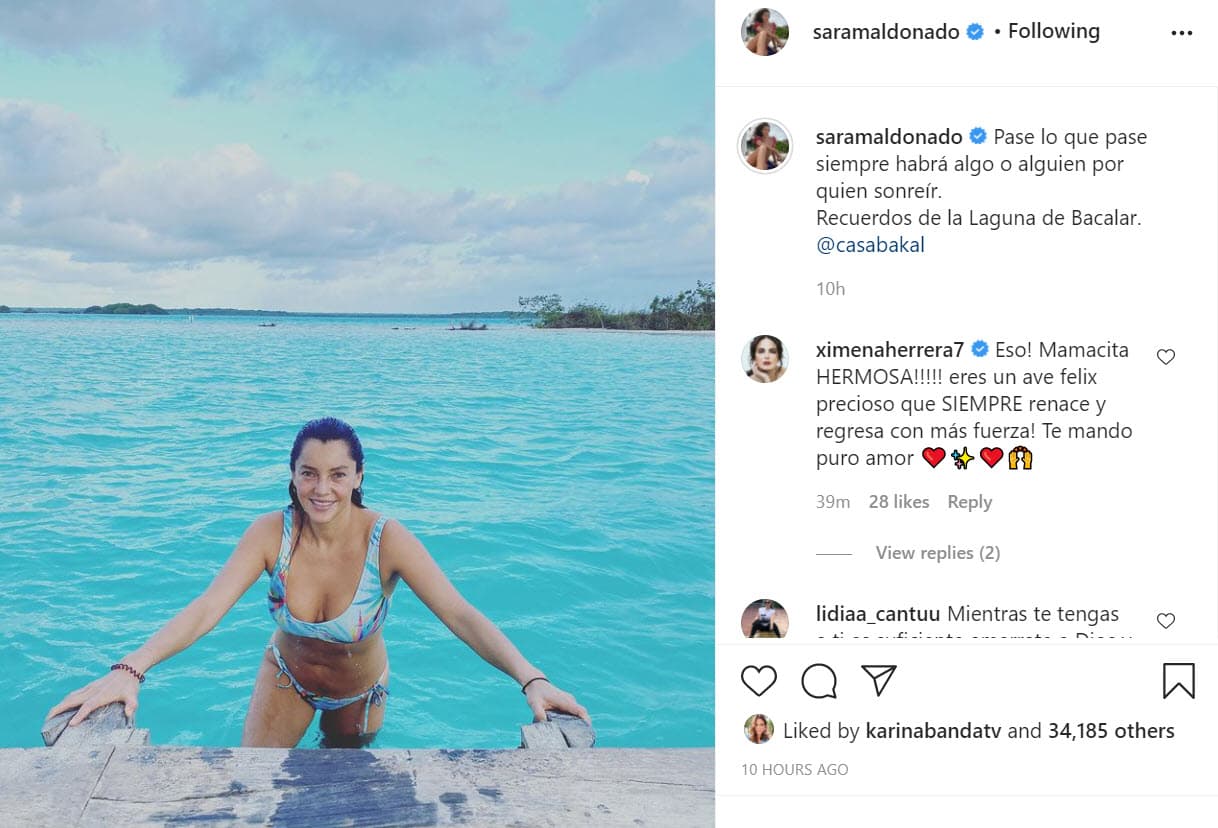 Hace menos de 24 horas, publicó esta nueva foto y mensaje. En ella apareció sonriente en la Laguna de Bacalar, uno de los sitios más visitados y bellos del estado de Quintana Roo.
<br>