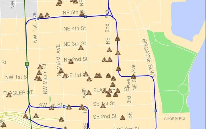 Mapa de los lugares donde los desamparados dejan sus desperdicios humanos.