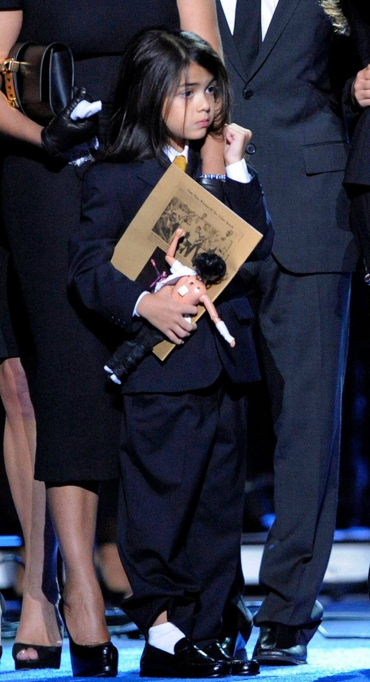 Aquí, el 7 de julio de 2009, en el funeral de Michael Jackson en el Staples Center, en Los Ángeles, California.