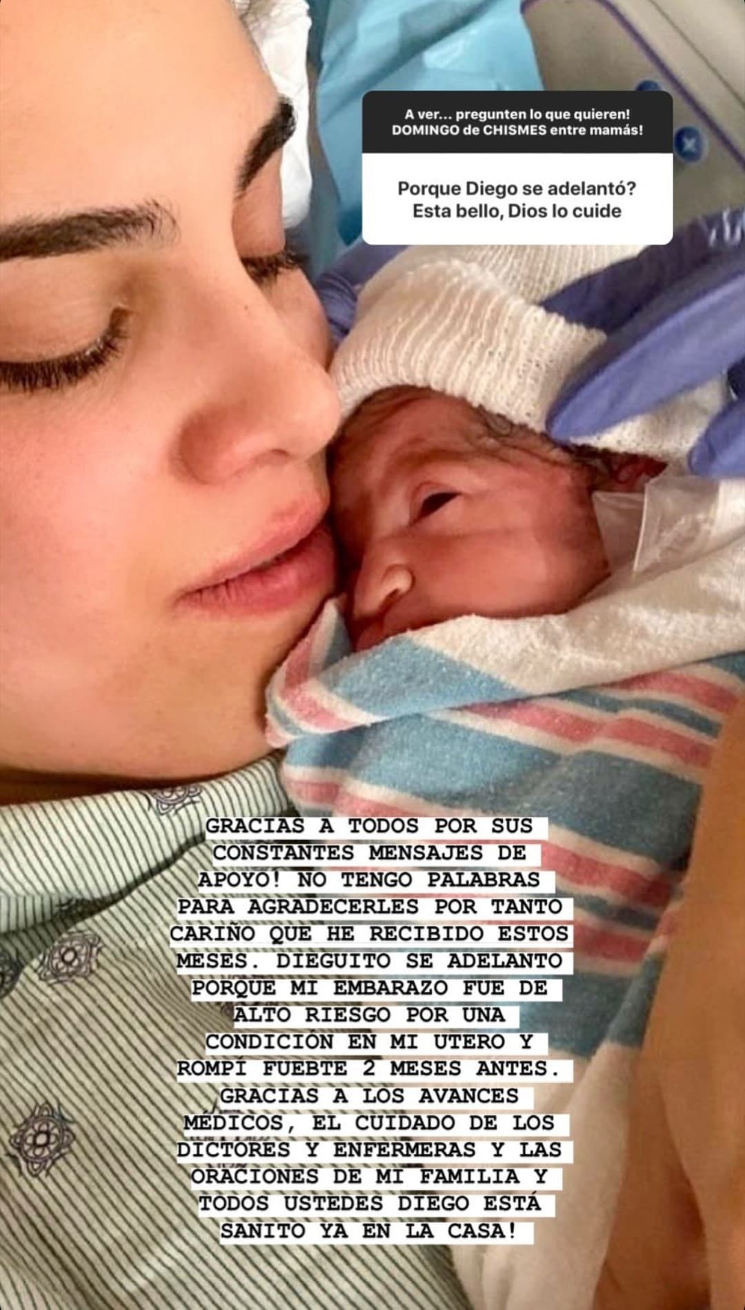 Andrea Chediak también habló de temas sensibles como el nacimiento prematuro de su bebé Diego Alejandro Cracco.