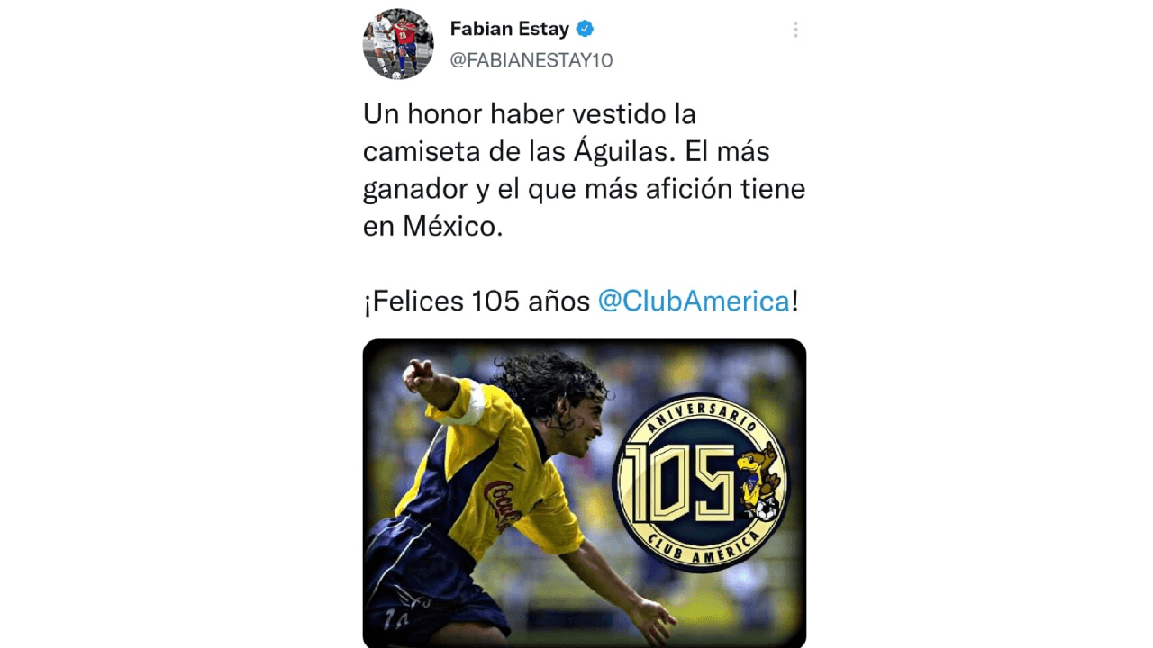 El Club más grande de América cumple 105 años de existencia y las felicitaciones se hicieron extensas en redes sociales. Aficionados, jugadores y ex jugadores, otros clubes y periodistas se sumaron al homenaje de las Águilas.