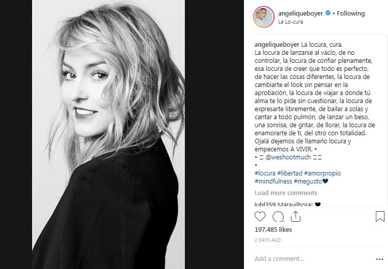 La actriz escribió acerca de la locura el pasado 8 de septiembre junto a esta imagen en Instagram.