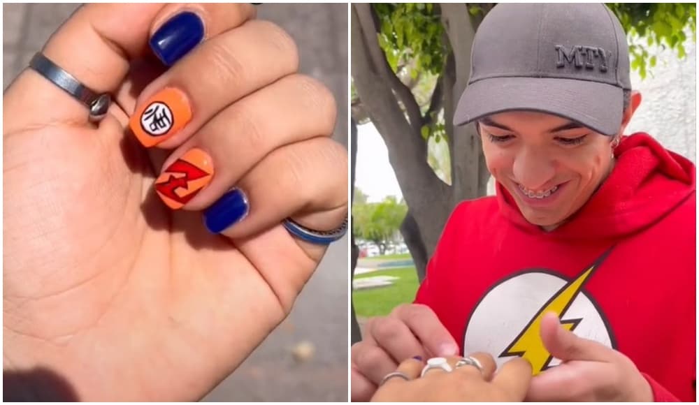 La chica presumió sus uñas de 'Dragon Ball Z' a sus amigos