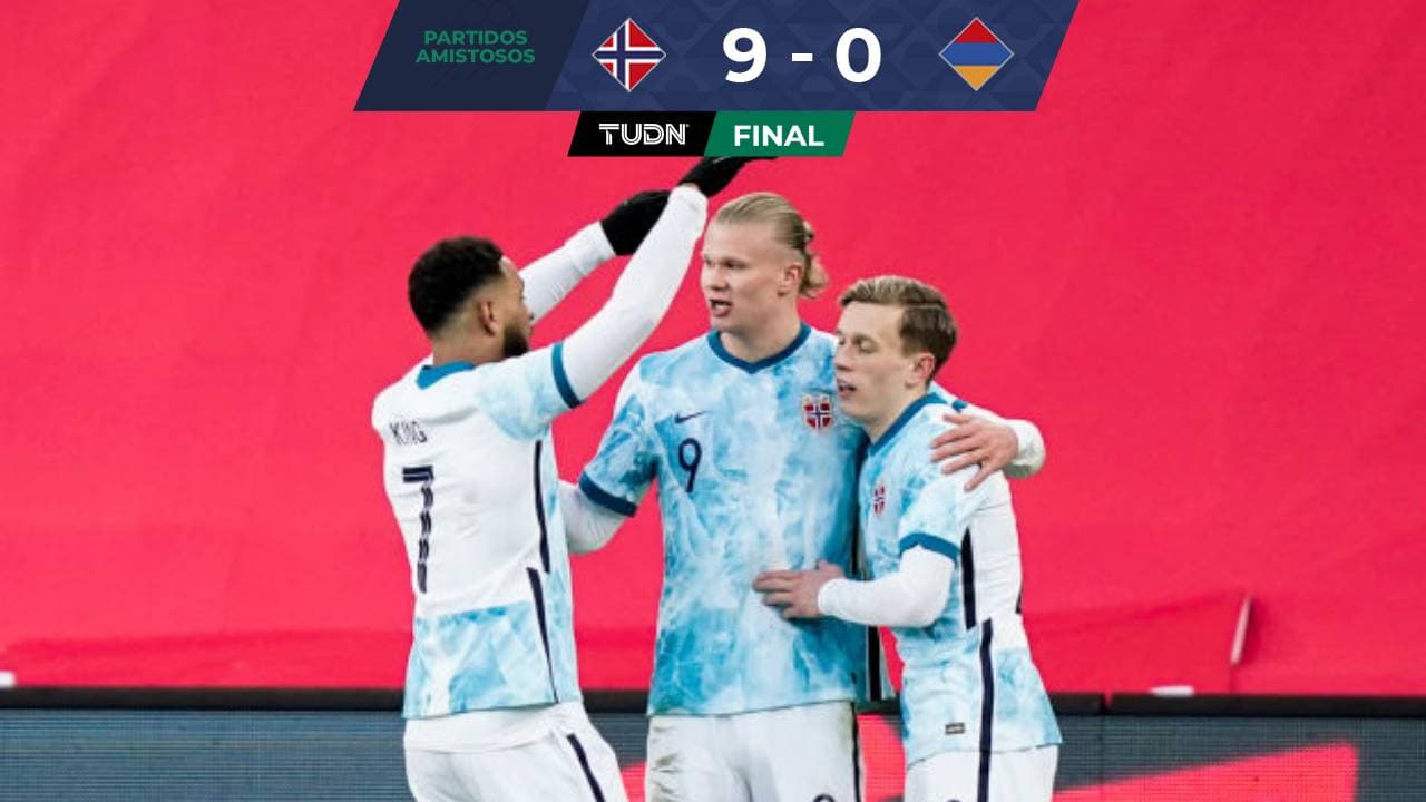 Haaland anotó doblete y dio asistencia en goleada de Noruega
