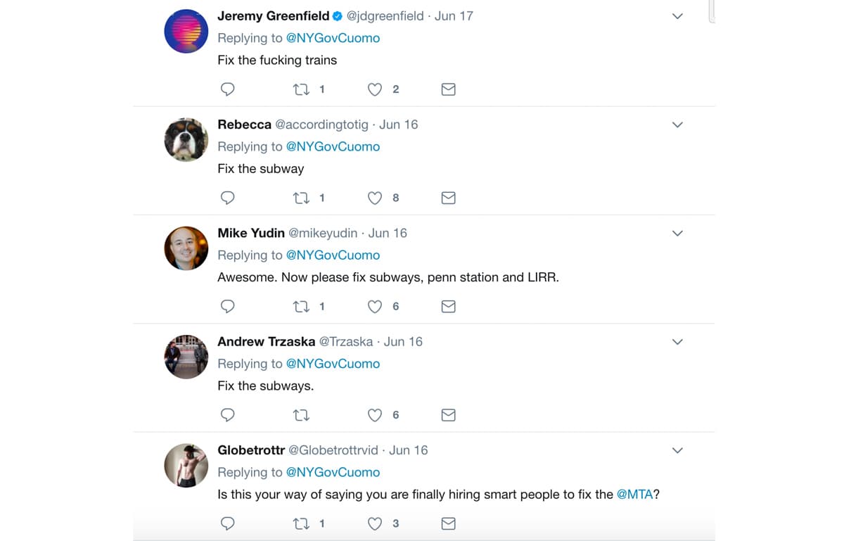 Un día cualquiera en el Twitter de Andrew Cuomo