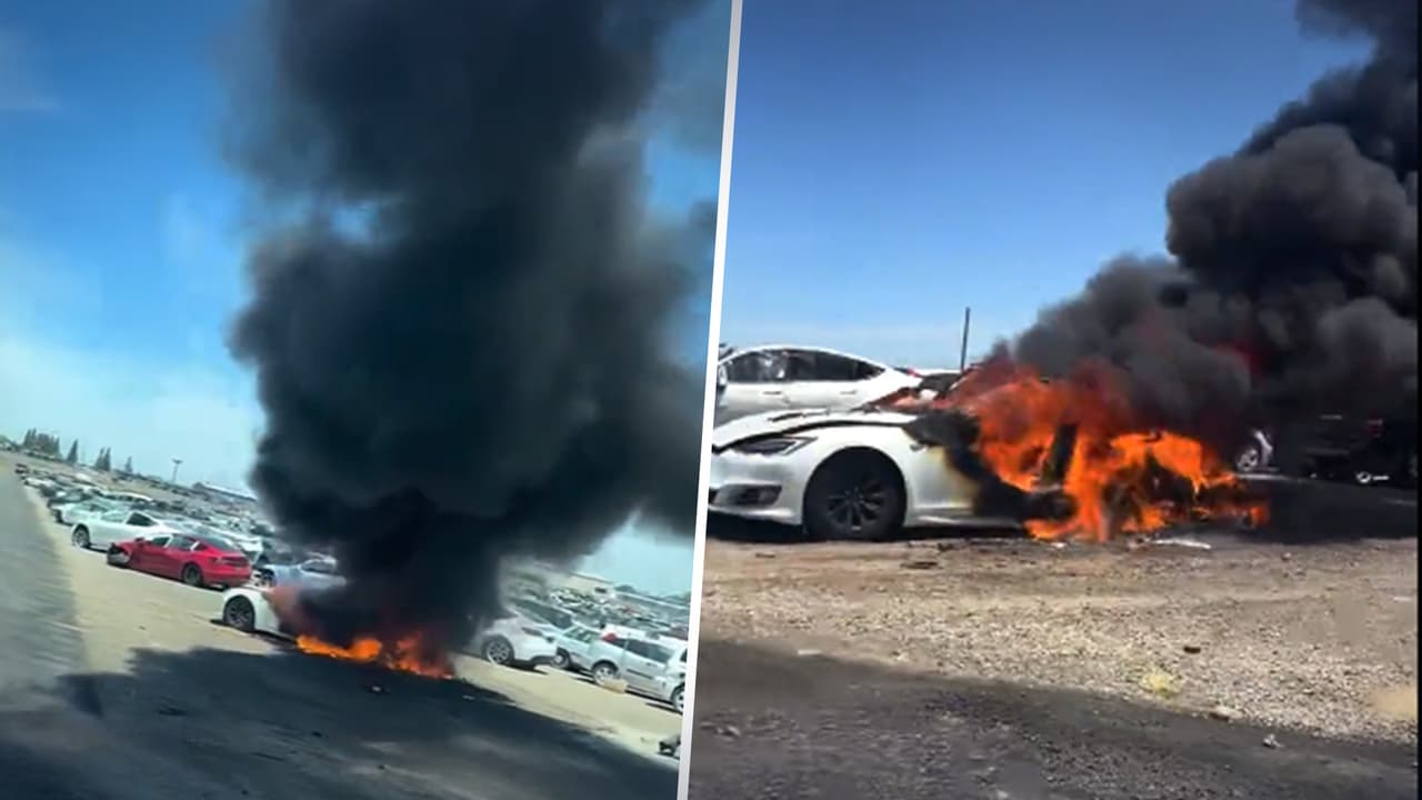 "Tocó pensar fuera de la caja”: bomberos enfrentan incendio de tesla que se encendía de nuevo