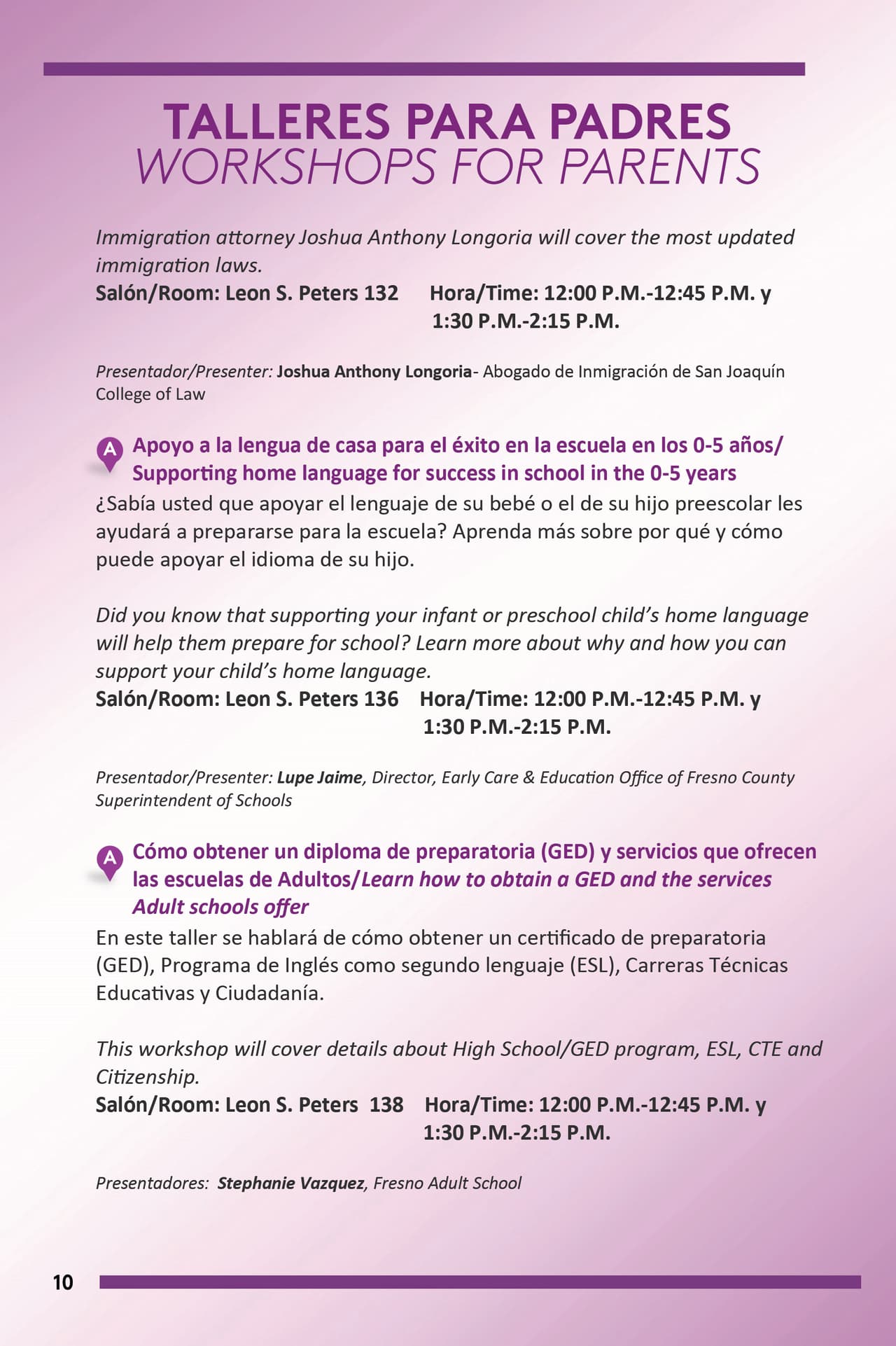 PG 10 El programa para la Feria de Educación este sábado en Fresno State