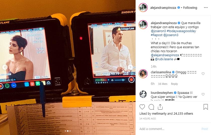 Alejandra Espinoza también se mostró muy contenta por trabajar junto a él.