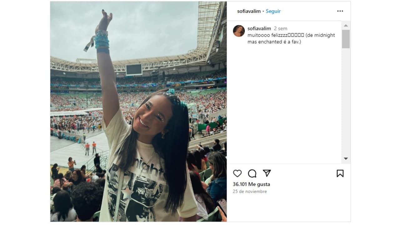 Maria Sofia Valim asistió al concierto que Taylor Swift ofreció en Brasil.