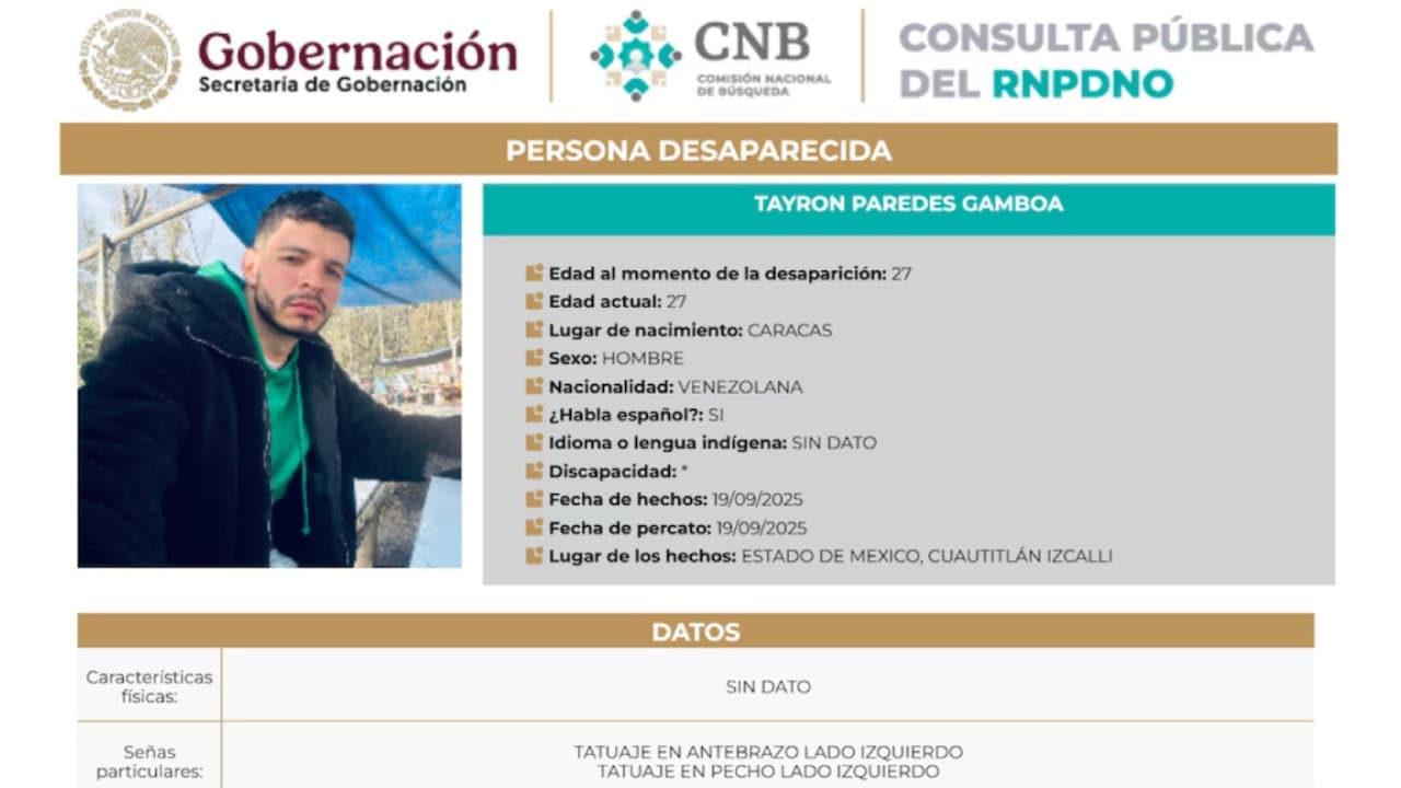 Ficha de búsqueda de Tyron Paredes.