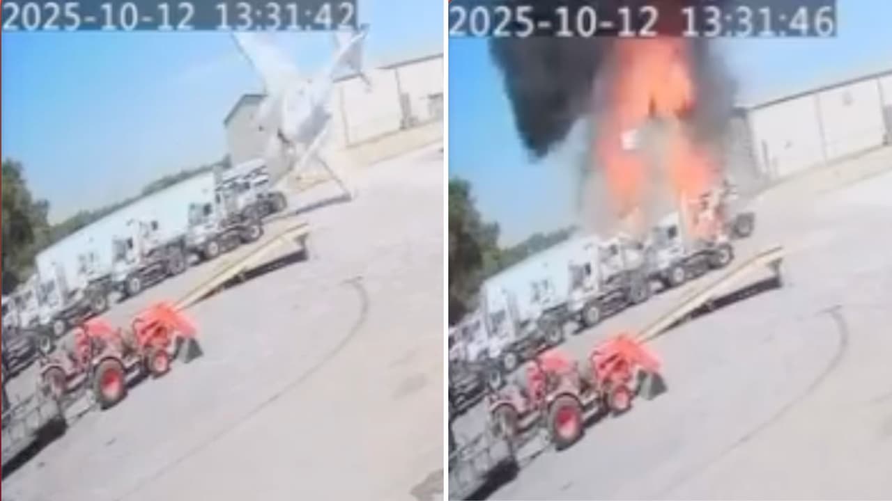 Una cámara de seguridad captó el momento exacto en que la avioneta se precipitó al norte de Fort Worth.