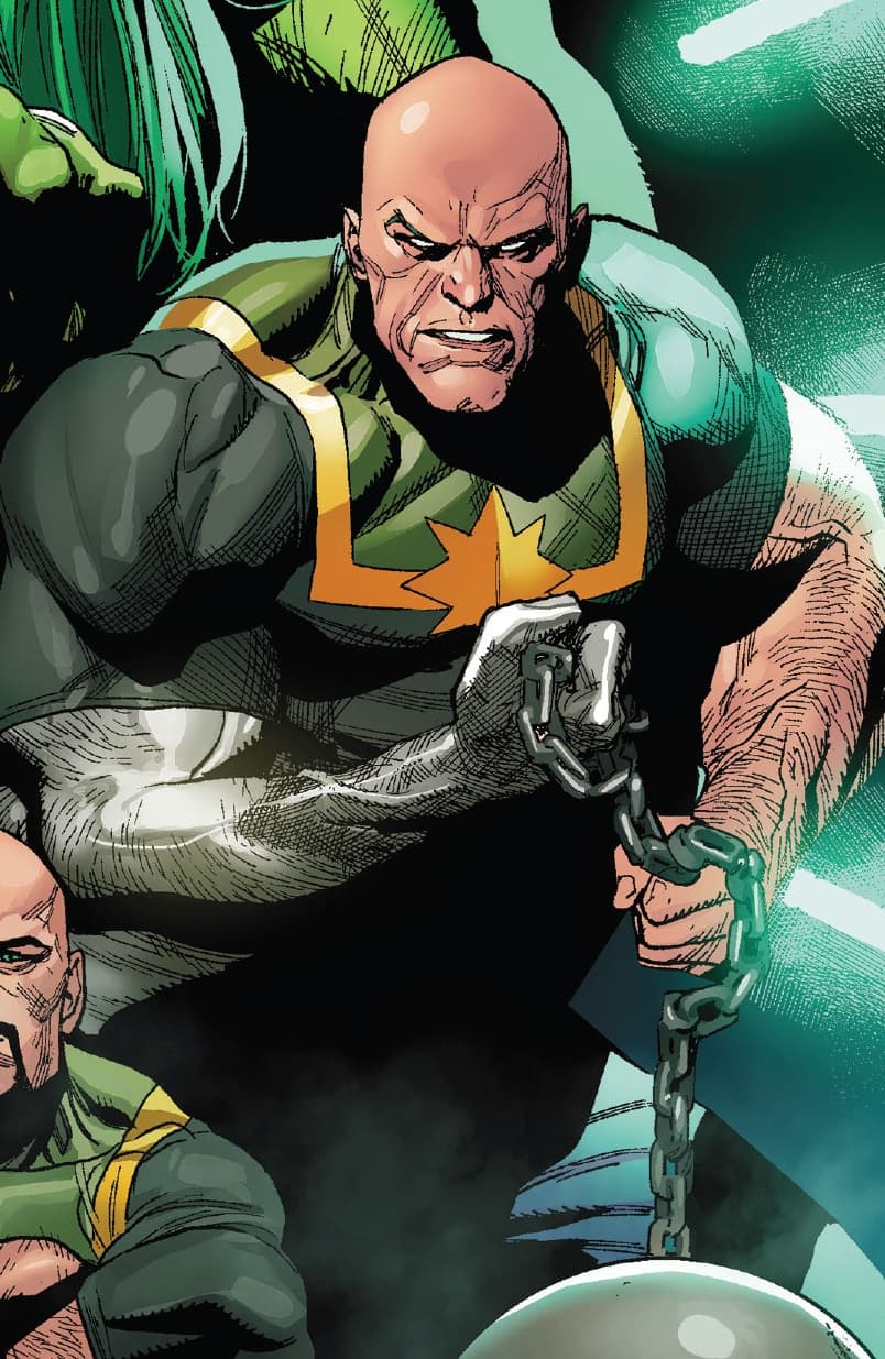 También conocido como Crusher Creel, The Absorbing Man tiene el poder de replicar las propiedades de otros personajes o incluso objetos inanimados y suele llevar una bola de acero para demoler cosas y absorber las propiedades del acero.