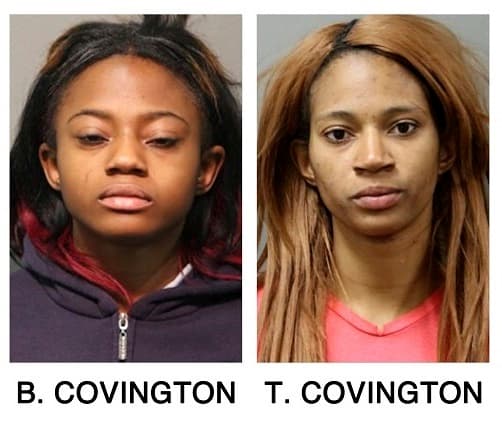 Dos de los acusados por atacar a un joven con minusvalía: Brittany Covington (i) y Tanishia Covington (d).