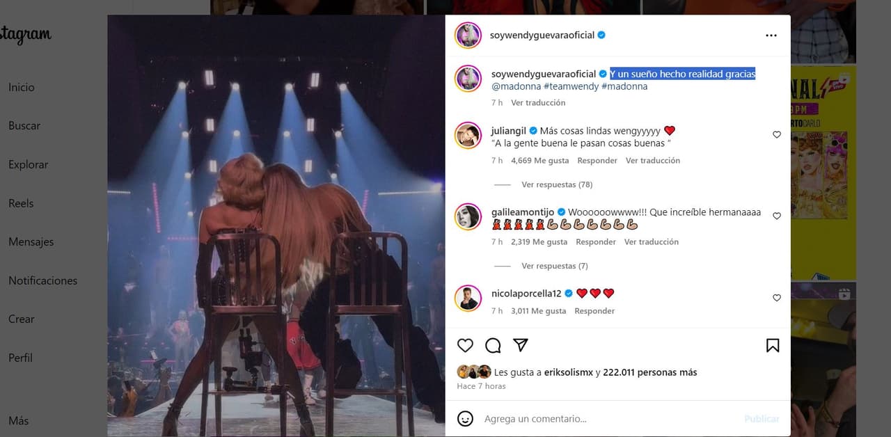 Wendy presume foto con Madonna.