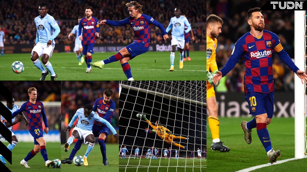 Con triplete de Lionel Messi y gol de sergio Busquets, el Barcelona gana y vuelve a tomar la cima del torneo.