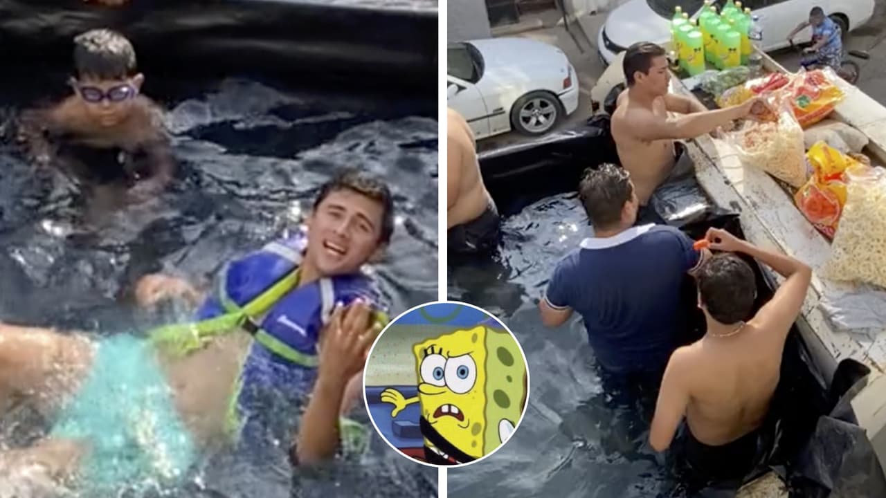 Mexicanos 'construyen’ alberca adentro de una camioneta: su ingenio se hace viral