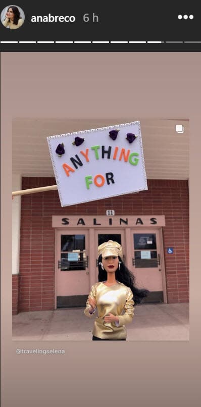 Este 31 de marzo, Contreras publicó esta imagen en sus 'stories' donde se aprecia a una muñeca vestida como la cantante acompañada de una frase de la película.