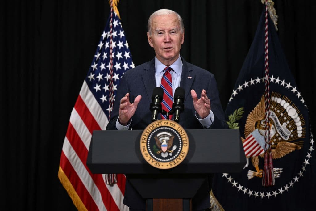 Joe Biden, presidente de EEUU, habla sobre la liberación de rehenes de Gaza, en Nantucket, Massachusetts, el 24 de noviembre de 2023.