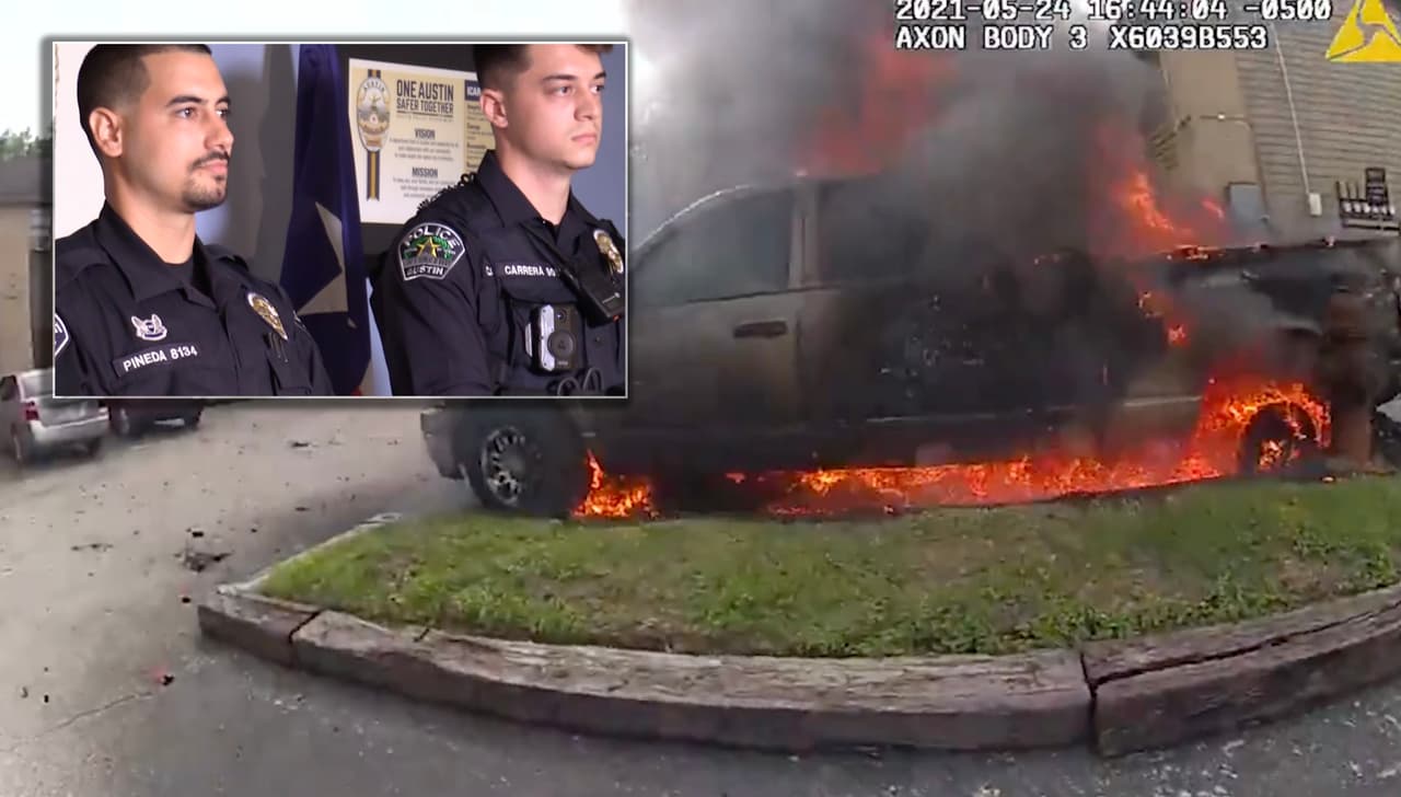 "Es el trabajo que hacemos todos los días": Dos policías de Austin salvan a un conductor de un incendio